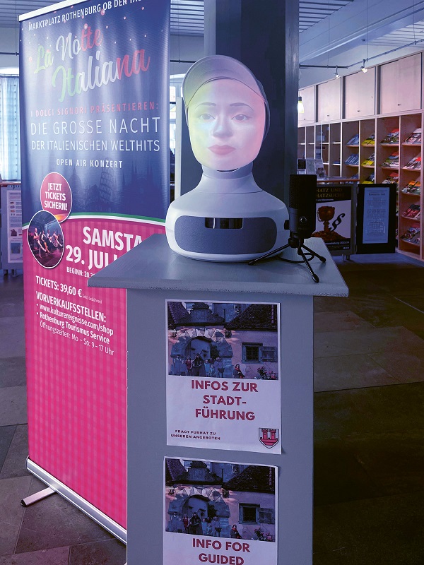How accepted are social robots? NIM's Furhat at the Rothenburg Tourism Information Office.